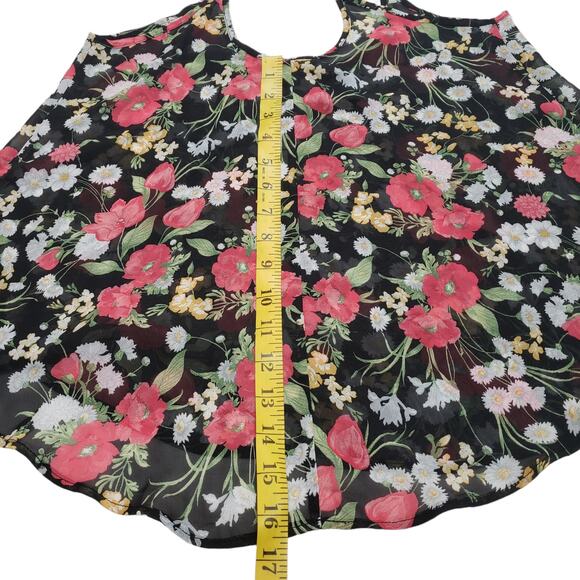 American Dream Shirt Tank Top Womens Small Floral Black Spaghetti Strap Casual - Picture 3 of 6